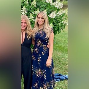 Reformation short sleeve dress in mademoiselle navy print